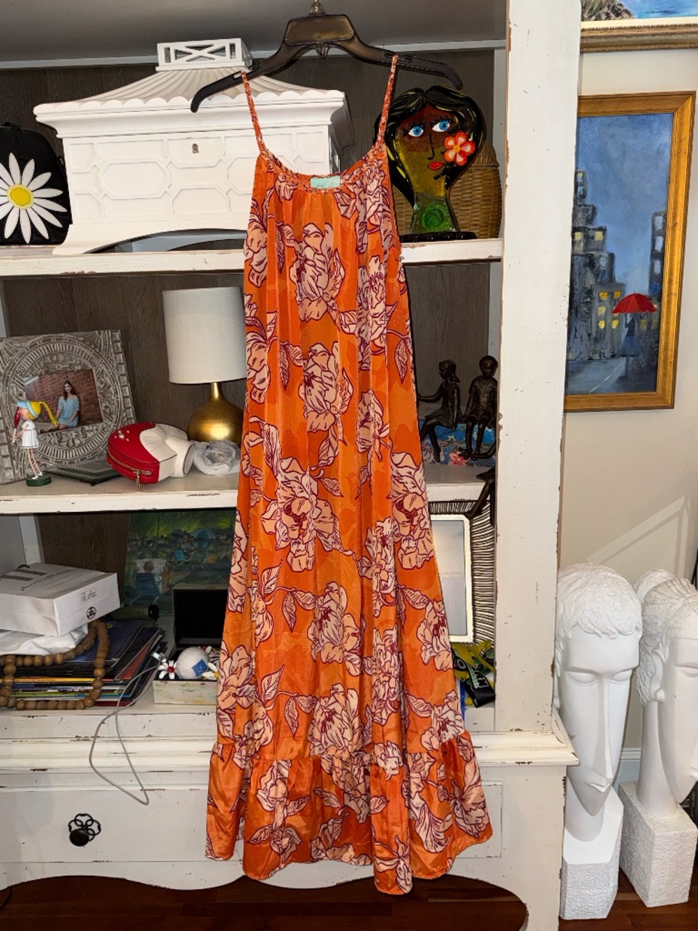 True Destinations Xs orange floral tropical maxi dress - Picture 4 of 6